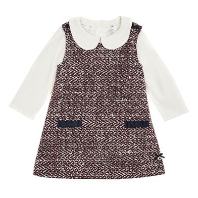 Baby girls' multi-coloured textured pinafore and top set with wool
